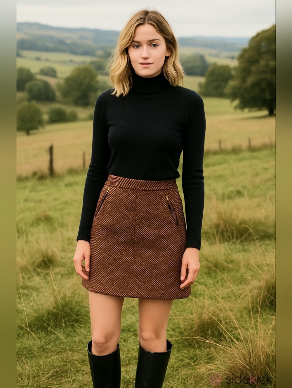 Ann Taylor Rust Brown Textured A-Line Skirt with Zip Details Wool Blend Career